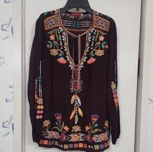 Johnny Was Multicolor Embroidered Blouse